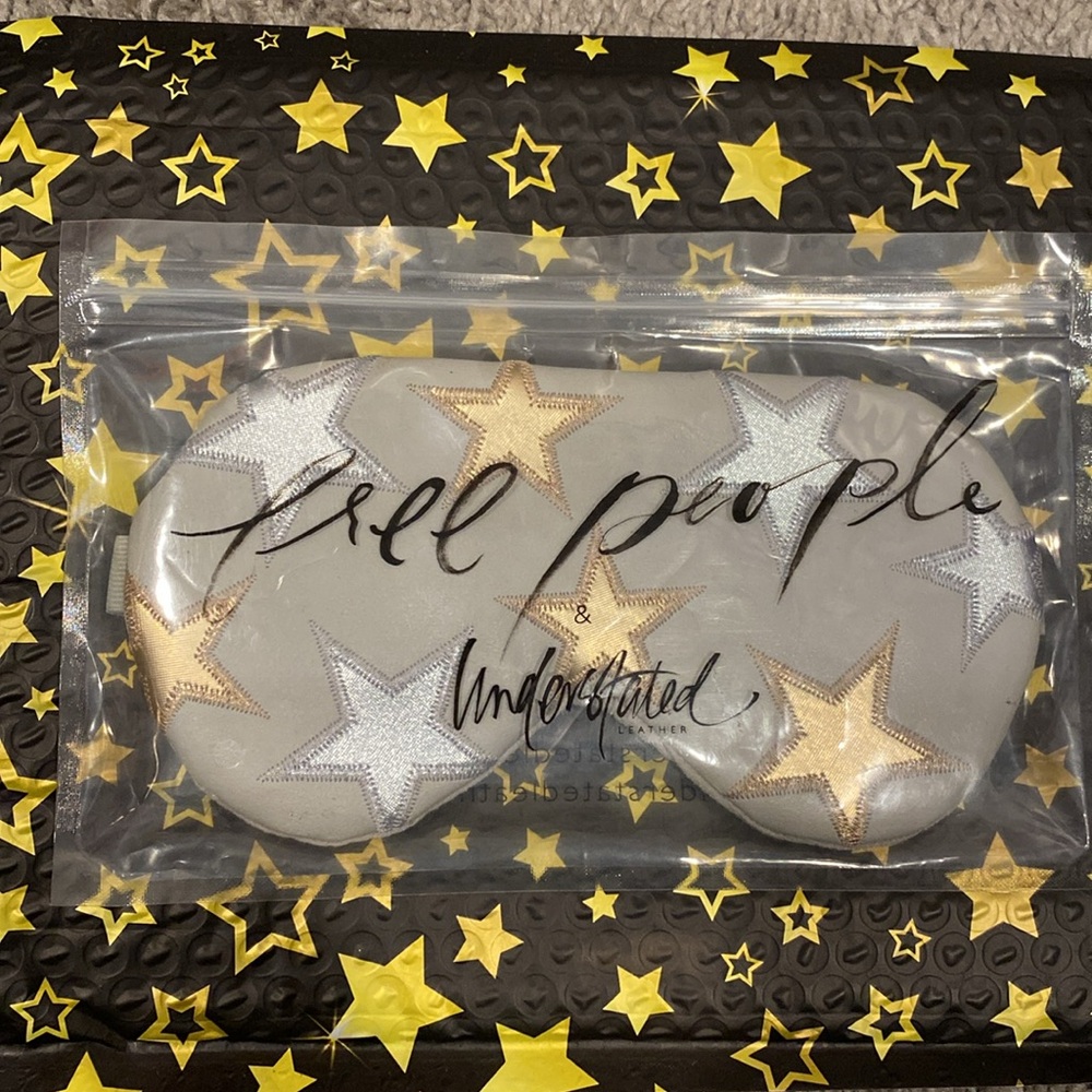 Free People Understated Leather Starry Eyed Travel Eye Mask gray new